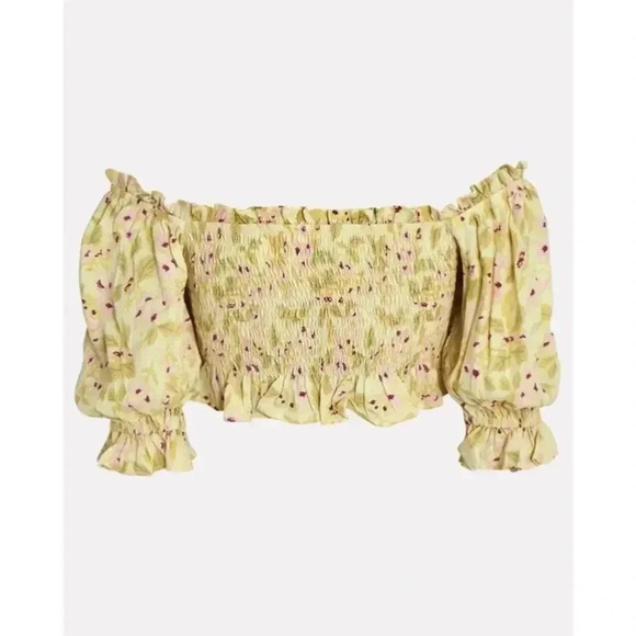 1112 NWT Faithful The Brand Isadora Puff Sleeve Crop Top Size US 2 - Picture 2 of 7